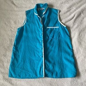 𝅺VINTAGE Bright Blue linen sleeveless blouse​​​​​